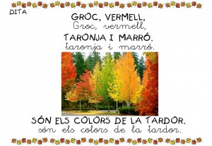 groc, vermell, taronja i marró