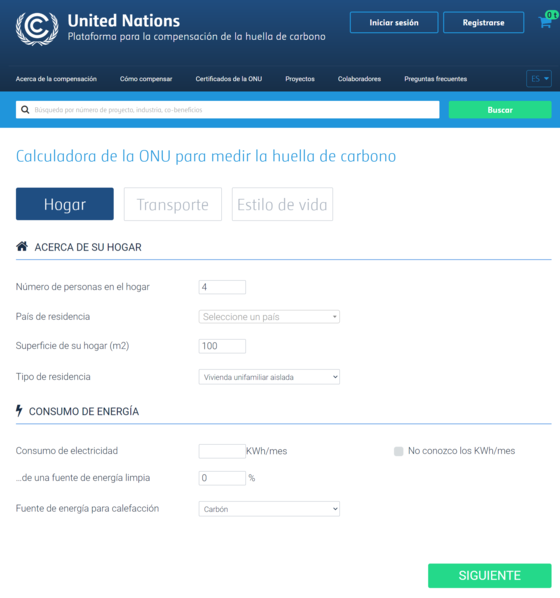 Calculadora de l'ONU per mesurar la petjada de carboni