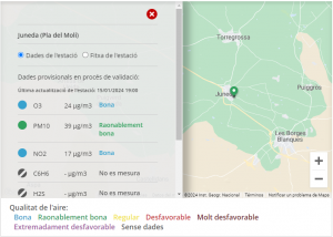 Mapa de la qualitat de l'aire a Torregrossa