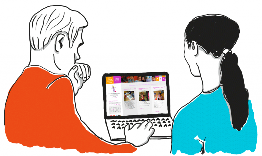 Un home i una dona mirant una web de centre