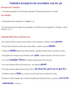 Normes Handbol