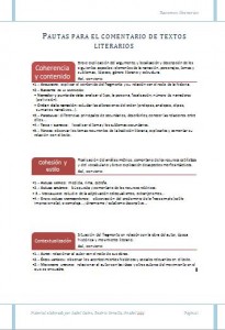 Pautas para el comentario de textos literarios