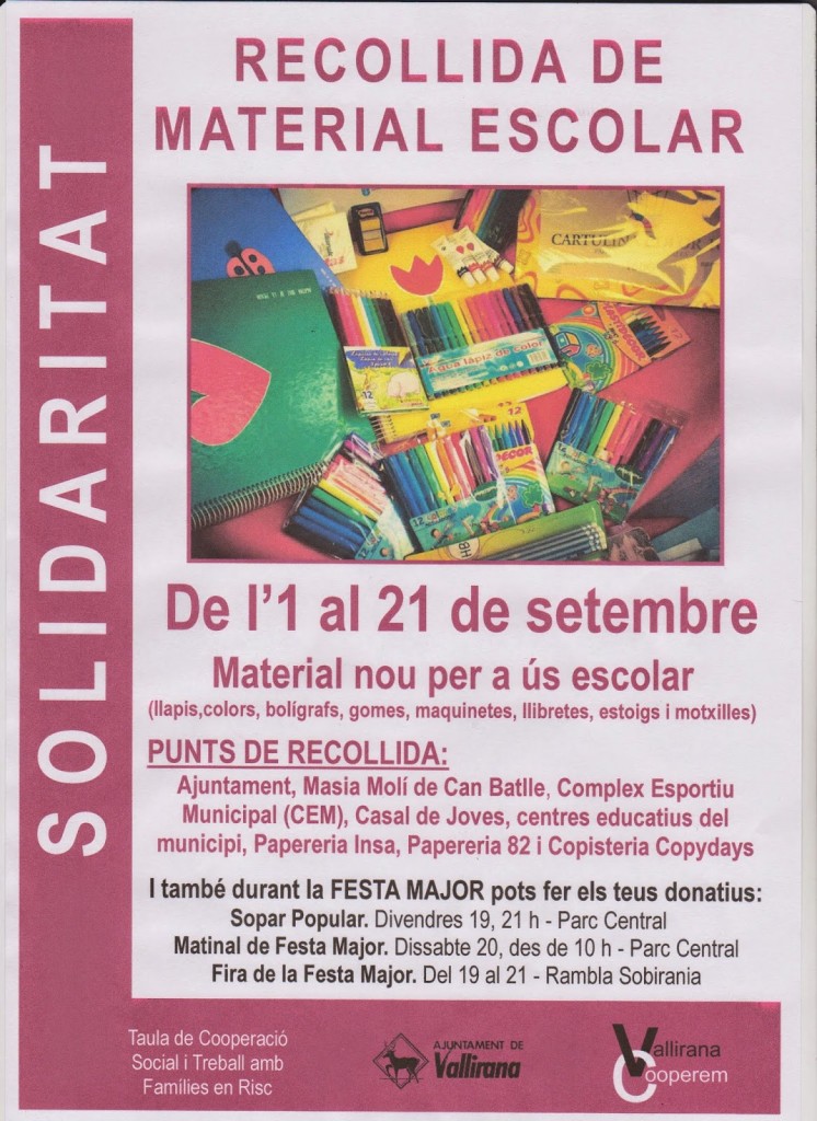 cartell recollida material escolar