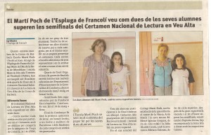 Certamend e lectura en veu alta