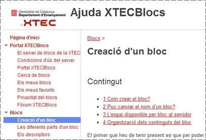 Ajuda XTECBlocs: creació d'un bloc