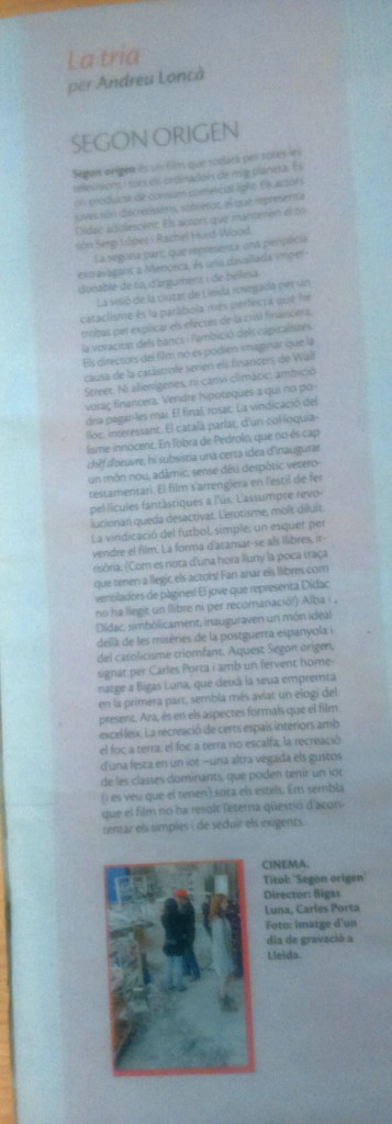 Crítica Segon origen