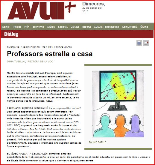 Article a l'AVUI del 28.12.2009