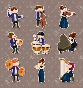 14320351-orchestra-music-player-stickers-Stock-Vector-cartoon