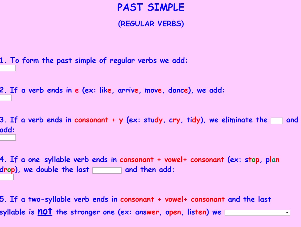 past simple regular