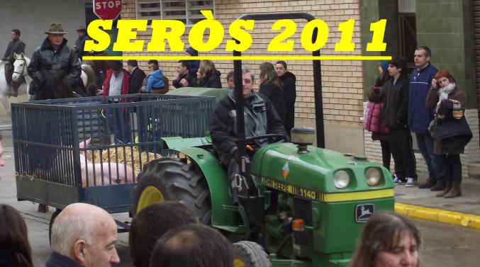 Tractor amb el porc del sorteig.