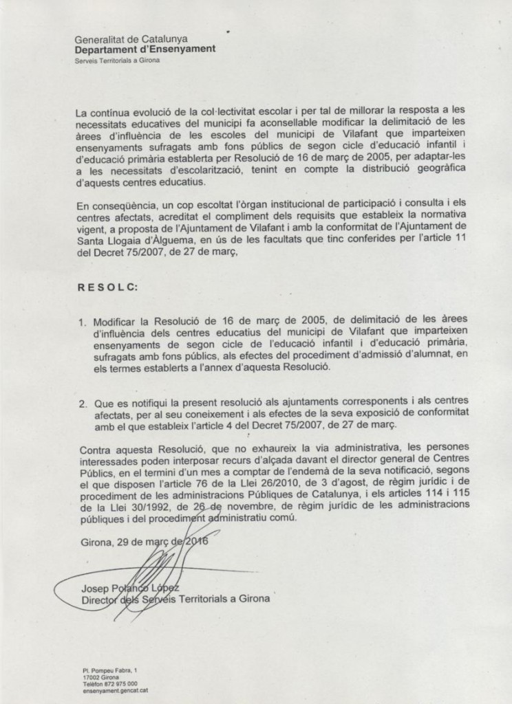Resolució modificació àrees influència P3 Pag.2