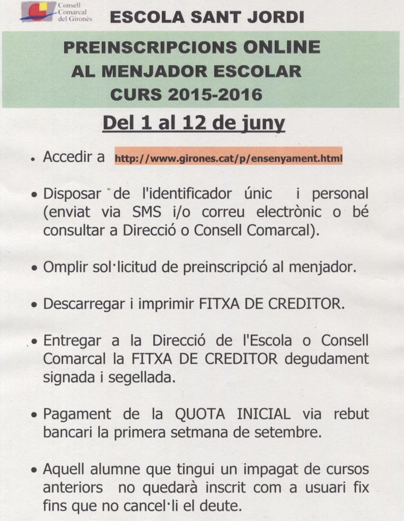 preinscripció menjador