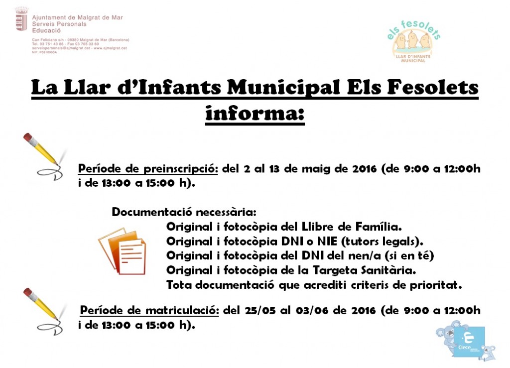 CARTELL PREINSCRIPCIONS