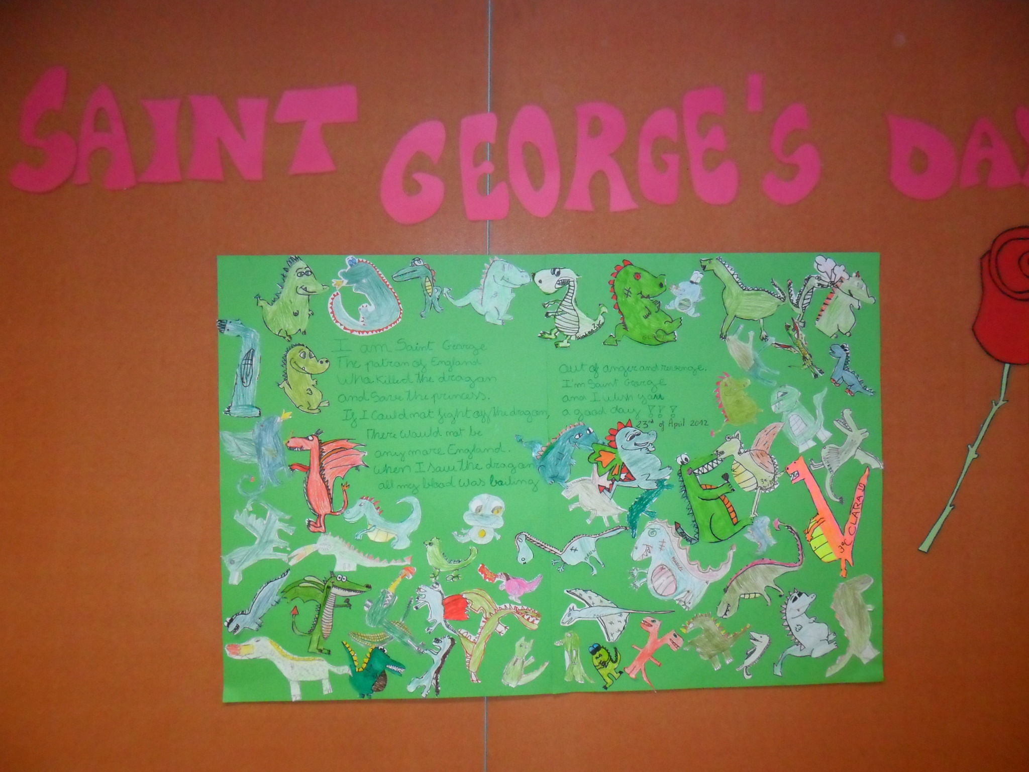 Children made this poster during the Saint George's week