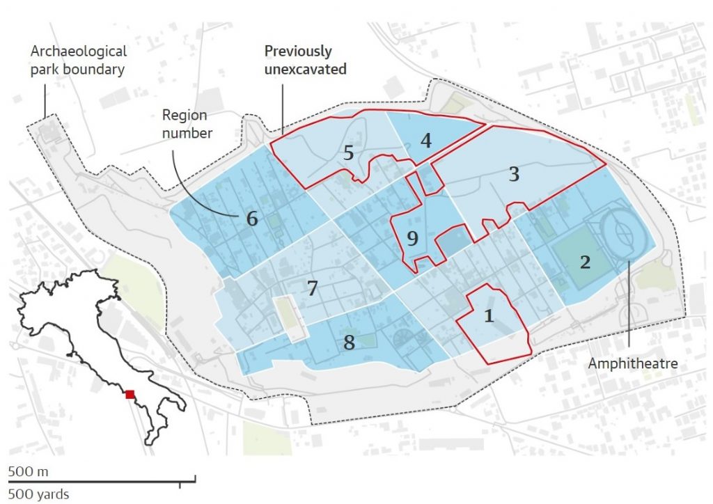 6. Mapa de les excavacions a Pompeia