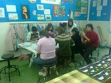 Preparing material for Peace Day