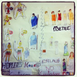 Treball realitzat pels alumnes de 1r B de l'Institut Torras i Bages. Matèria:socials Amb aquests mural hem conegut com era la societat atenesa. QUi la formava, on vivien, com vivien, quins drets tenien,... Molt bon treball!