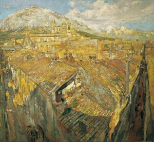 FRANCESC GIMENO-Un poble empordanès-Torroella de Montgrí, cap a 1918-Oli sobre tela-112,5 x 122,5 cm-MNAC