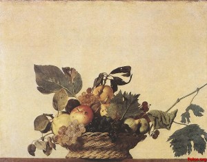 Cistell de fruites (cap a 1596). El primer bodegó, propiament dit