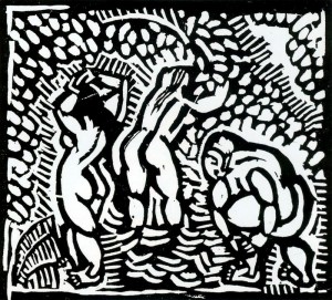Raoul Dufy, Bañistas, 1908. Grabado sobre madera