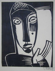 Karl Schmidt-Rottluff .GROSSE PROPHETIN  Woodcut. 1919.