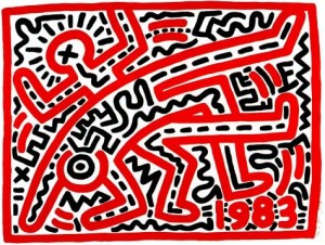 Keith Haring - Woodcut - 1983