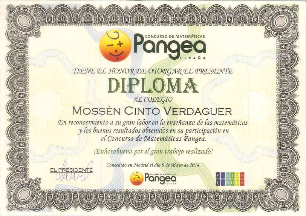 DIPLOMA PANGEA 2014