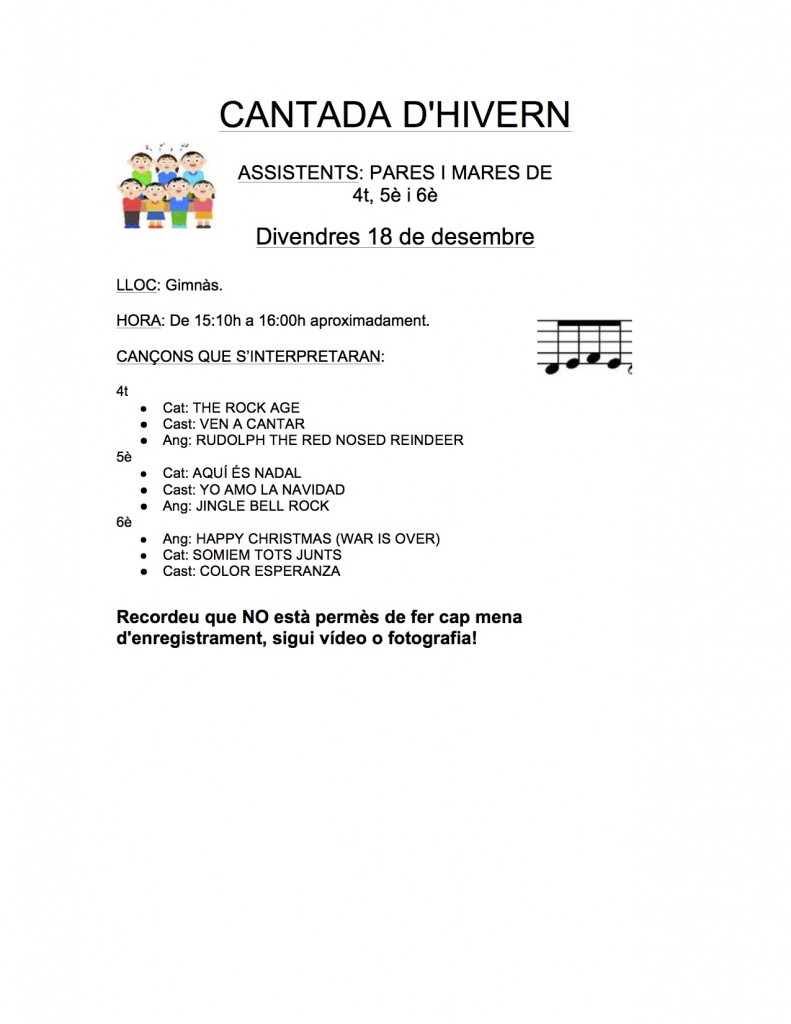 CANTADA D'HIVERN 4t, 5è i 6è 2014-15