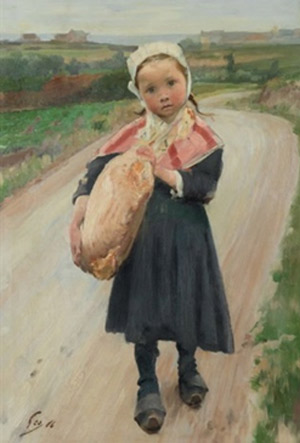Henry Jules Jean Geoffroy. Nena de Concarneau que va a buscar el pa, 1886.