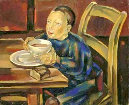 Maria Blanchard. Infant amb  una tassa de xocolata, 1929-1930  