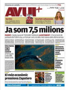Portada del diari avui del dia 30 d'abril de 2010