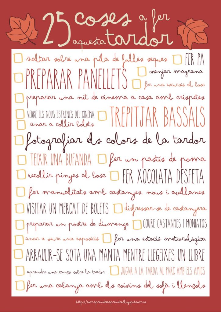 coses a fer a la tardor
