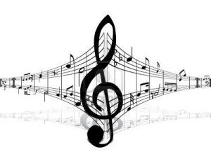 clau de sol amb notes 3d