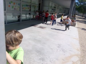 One, two, three! Touch your...