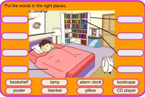 What’s your bedroom like? Have a go at labelling the things in this boy’s bedroom