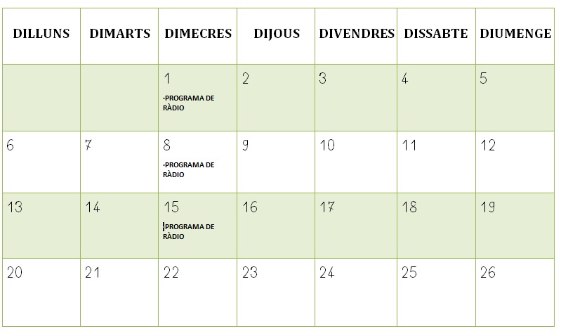 CALENDARI JUNY CICLE SUPERIOR