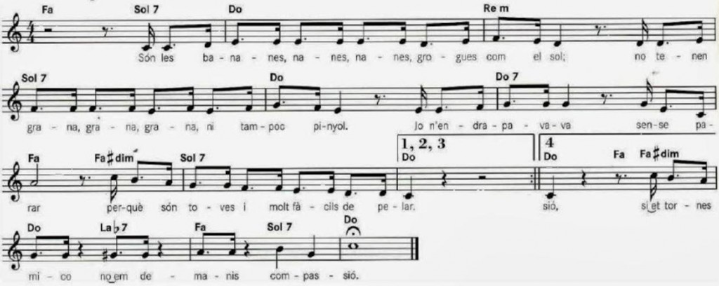 Partitura cançó de les bananes