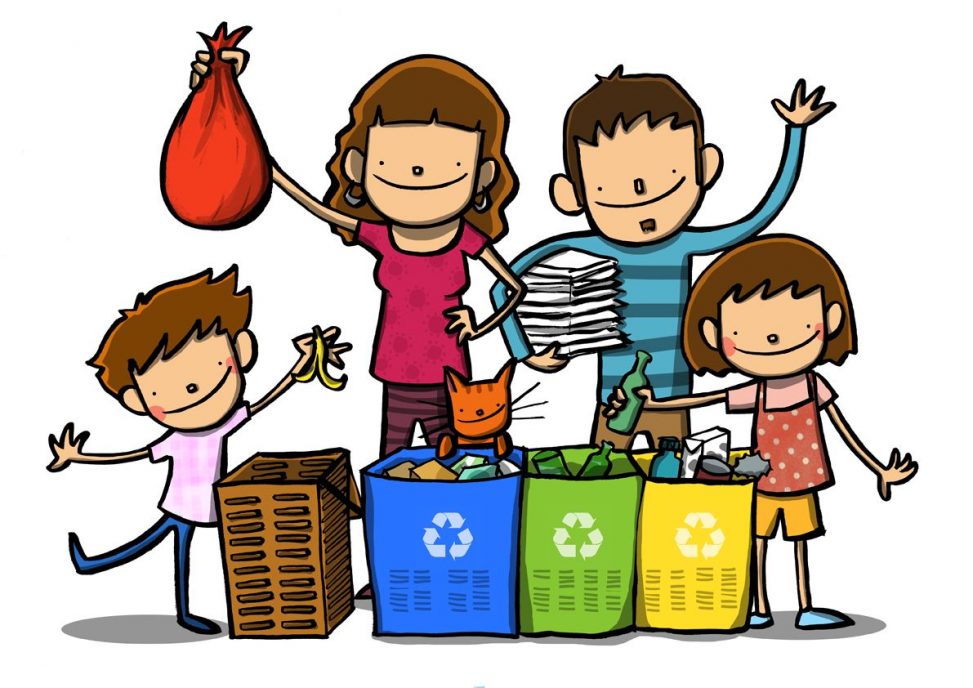 familia reciclant