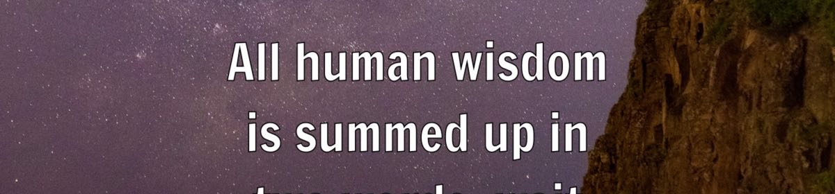 WAIT AND HOPE, all human wisdom is summed up in these two words