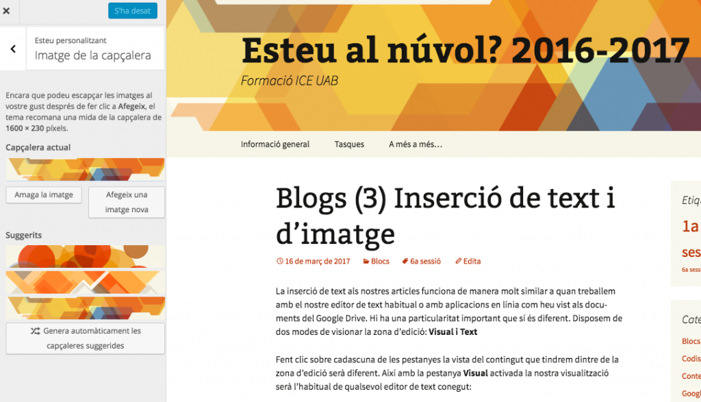 Blogs (2) El nostre blog. Creació i configuració inicial | Esteu al ...