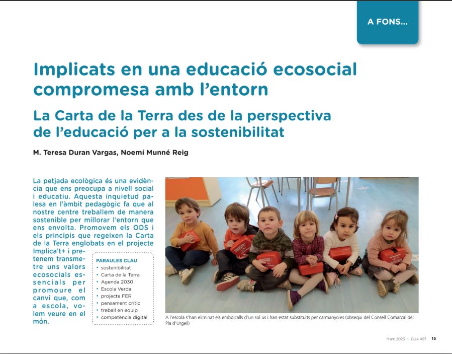 Implicats en una educació ecosocial compromesa amb l’entorn