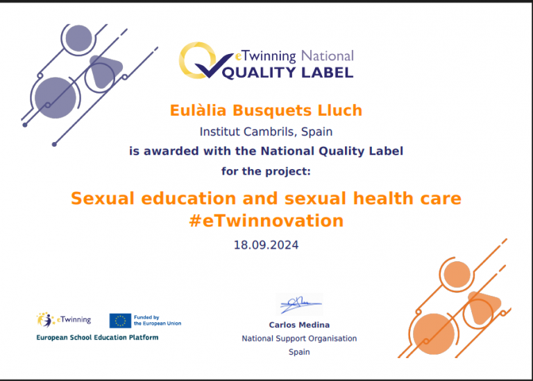 NATIONAL QUALITY LABEL INS CAMBRILS eTwinning Projects