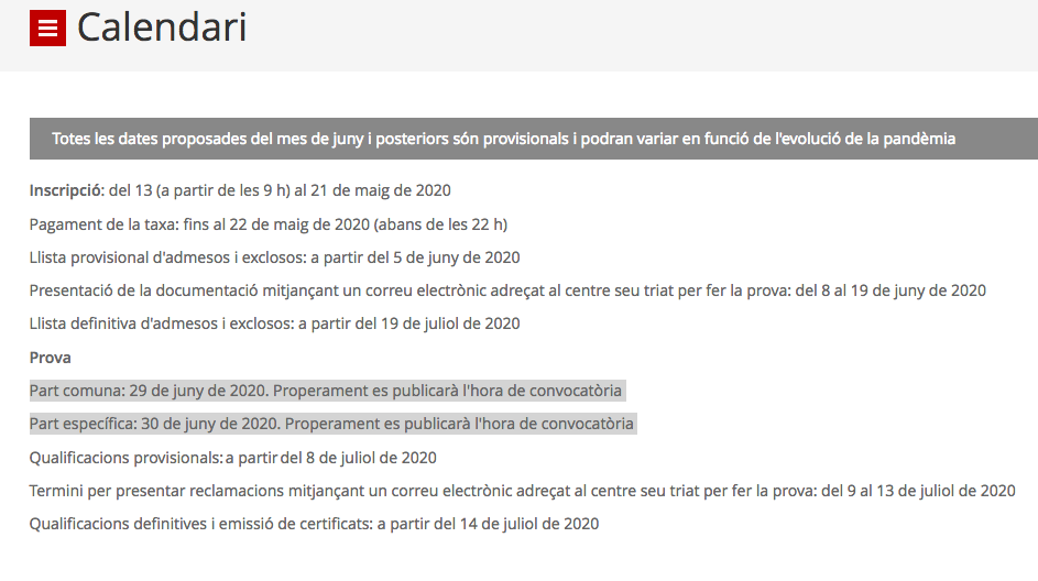 CFA La Llagosta Dates de les