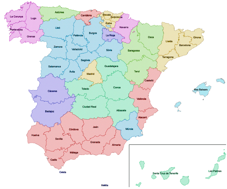 Províncies per comunitat autònoma