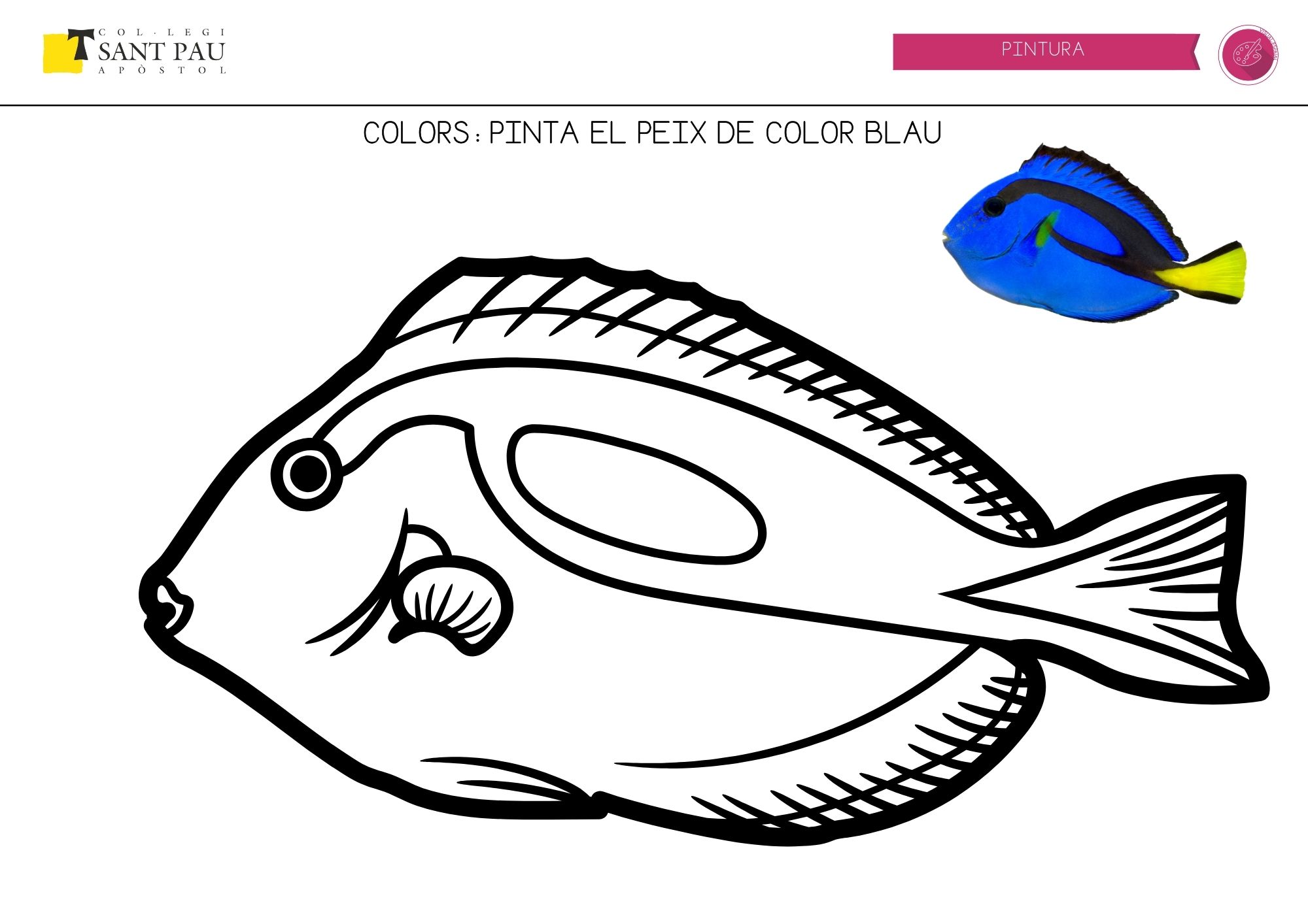 pinta el peix de color blau