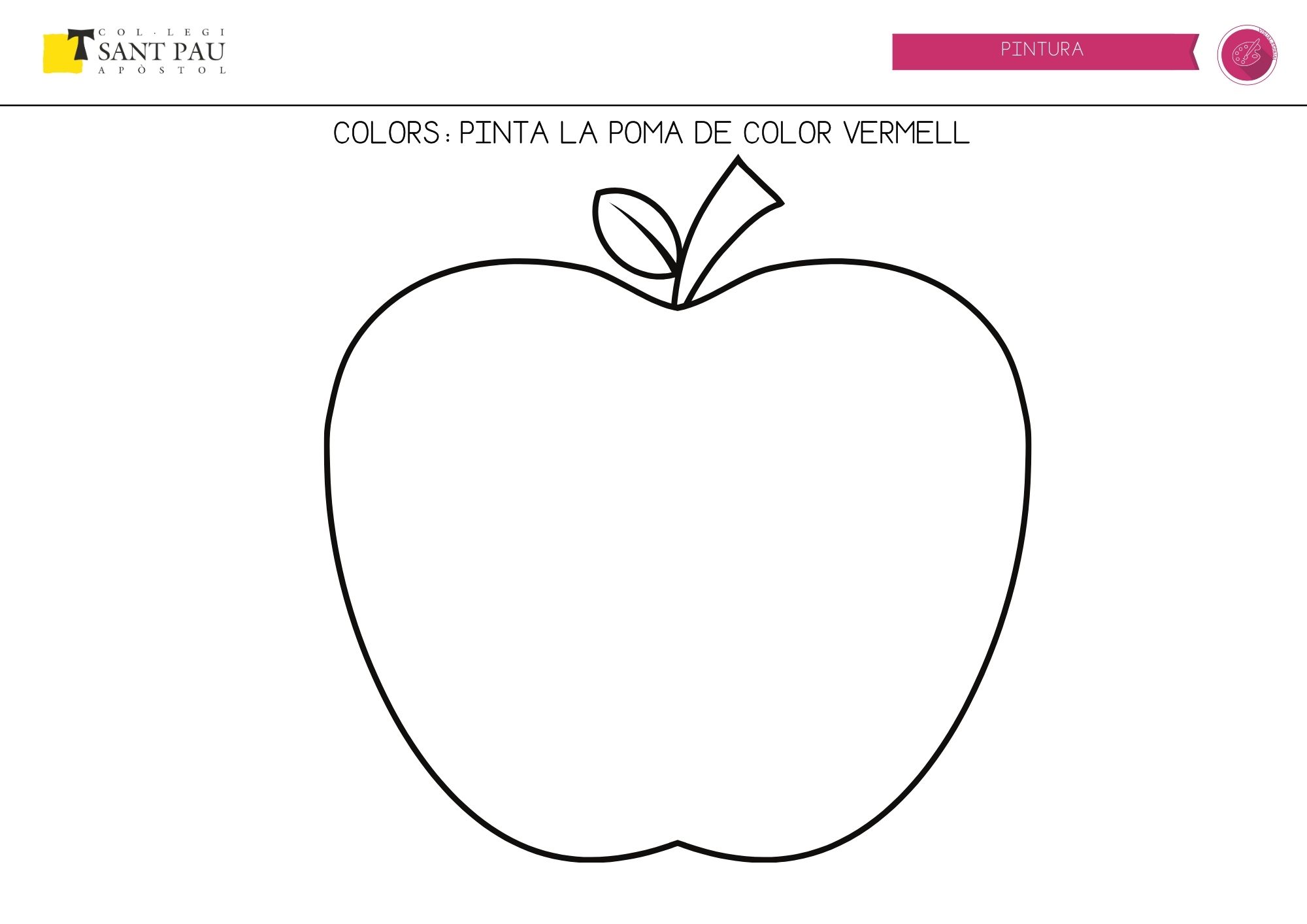 pinta la poma de color vermell