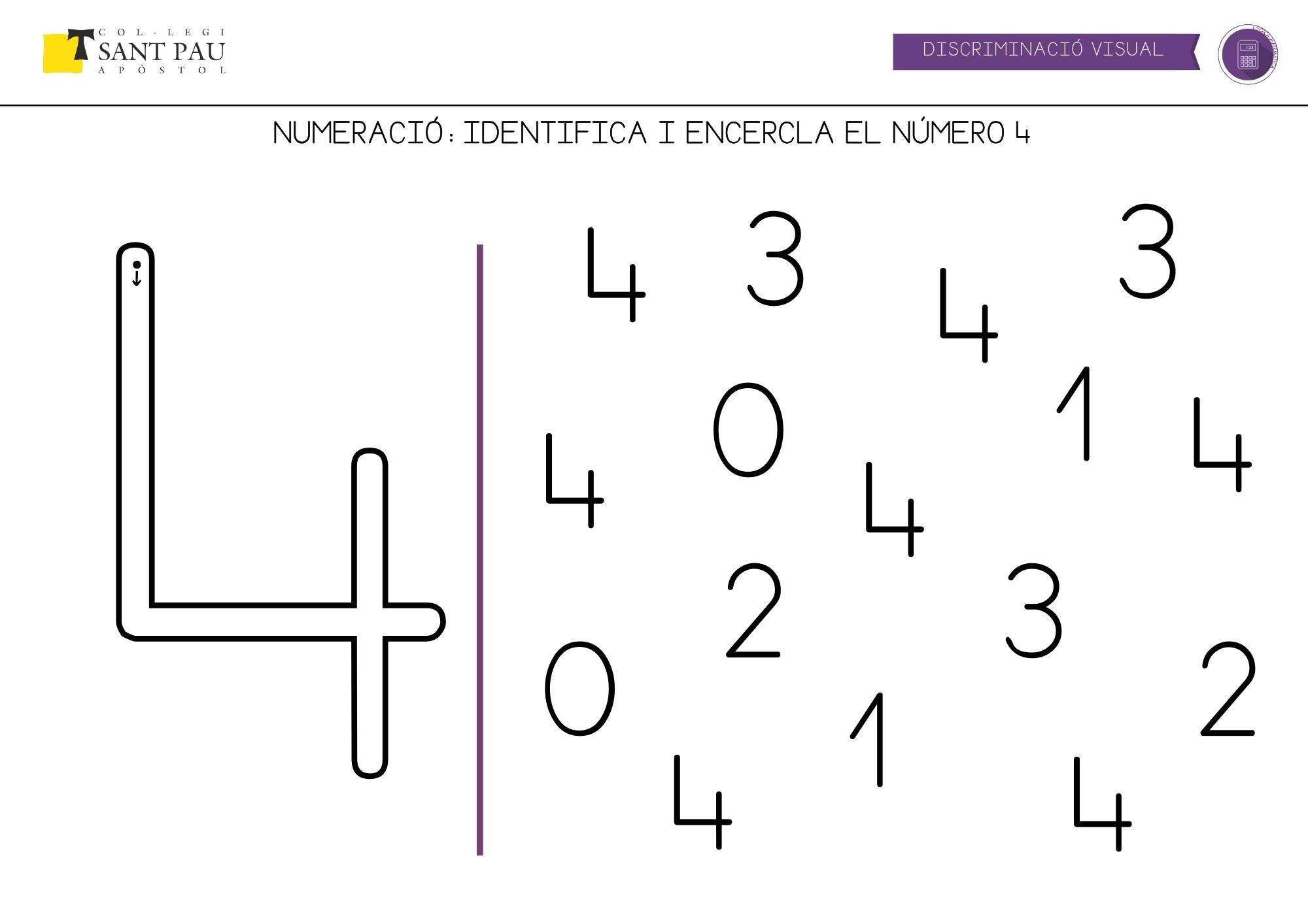 resegueix la grafia i identifica el 4