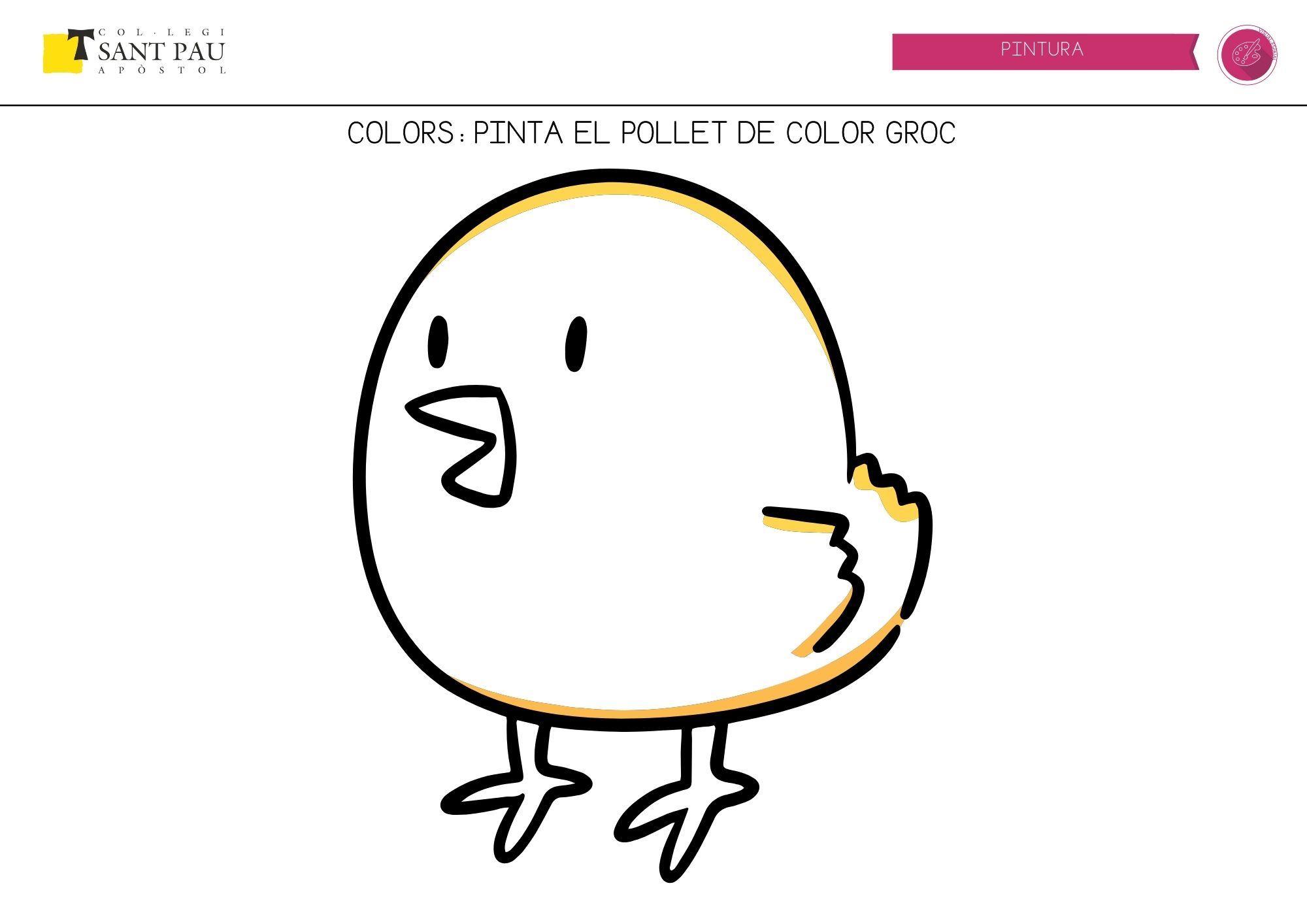 pinta el pollet de color groc